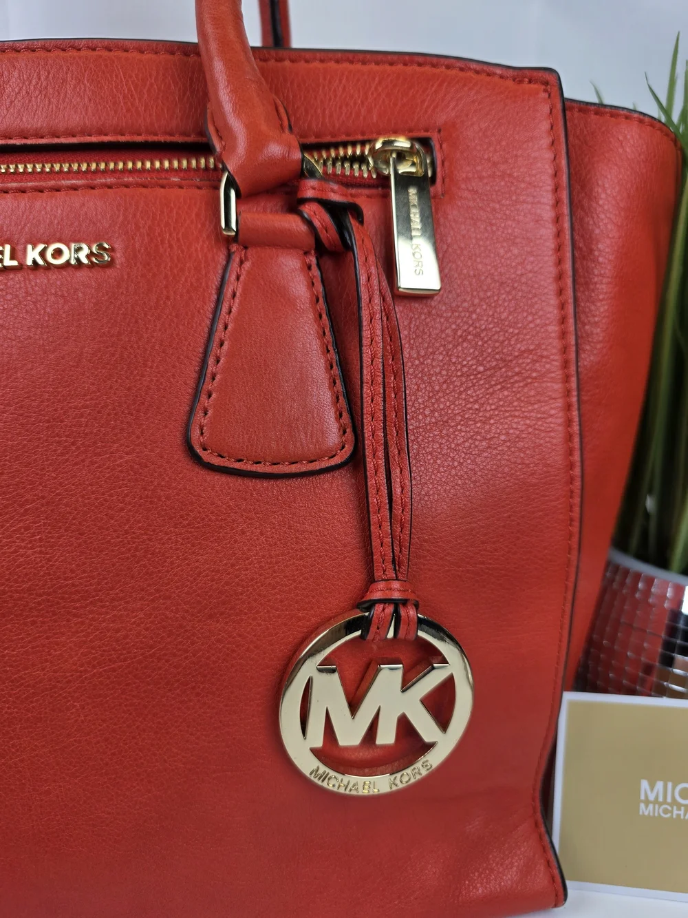 Michael michael Kors Sophie Orange Red Leather Satchel Shoulder Hand Fall Bag
